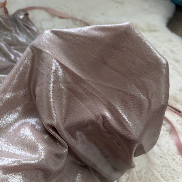 House of CB Elegant Satin Low Back Shimmer Maxi Dress L - Champagne - Picture 7 of 7